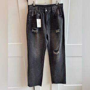 NWT Hidden Brand Skinny Wide-Leg Black Denim Jeans Size L